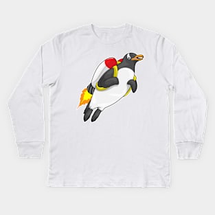 Penguin Flying Jetpack Kids Long Sleeve T-Shirt